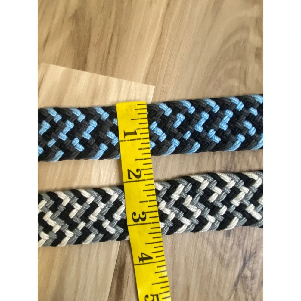 Mens Braided Elastic Stretch Belt Lot 2 Blue Grey Black Chevron Woven 42 & 2XL
